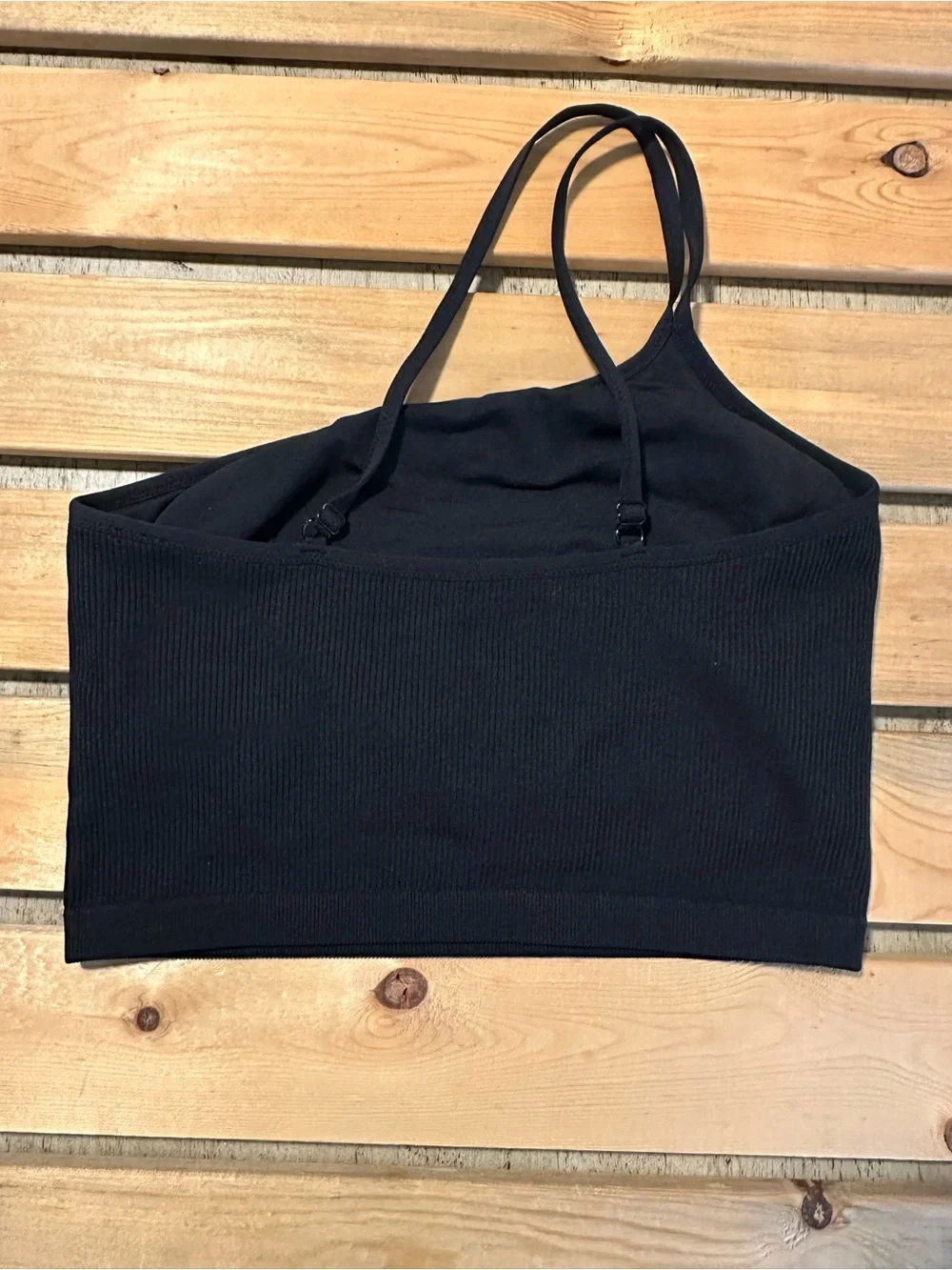 Aerie Adjustable Straps Wireless Sports Bra One Shoulder Black Solid Women’s XXL - Picture 2 of 5